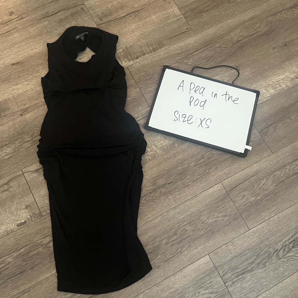 A Pea in the Pod Maternity- Elegant Black Midi Dress